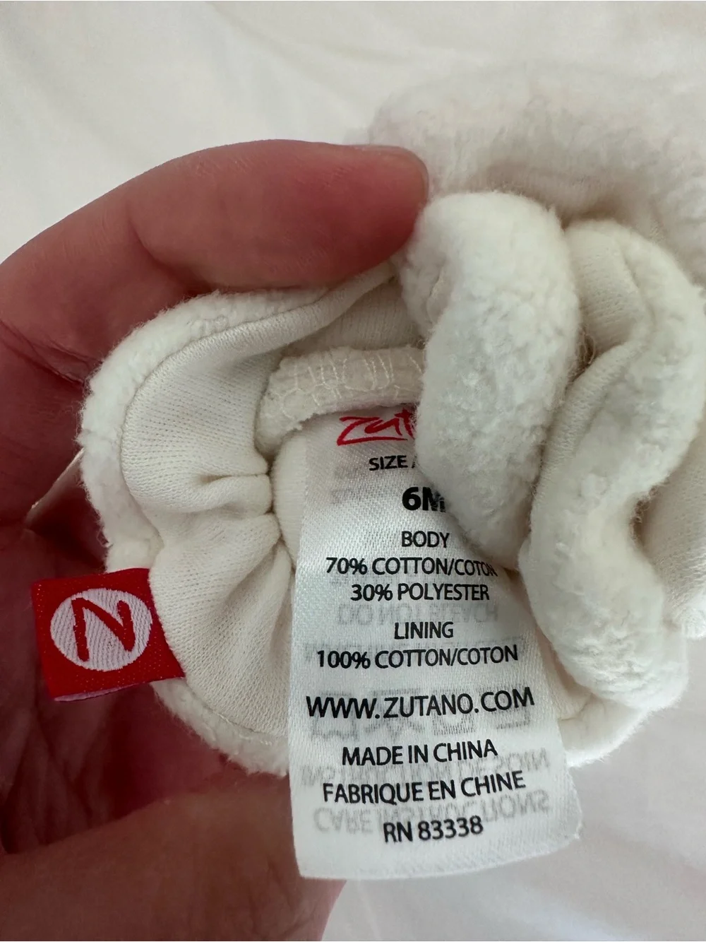 Zutano 6M Plush White Baby Booties with Snap Cuff